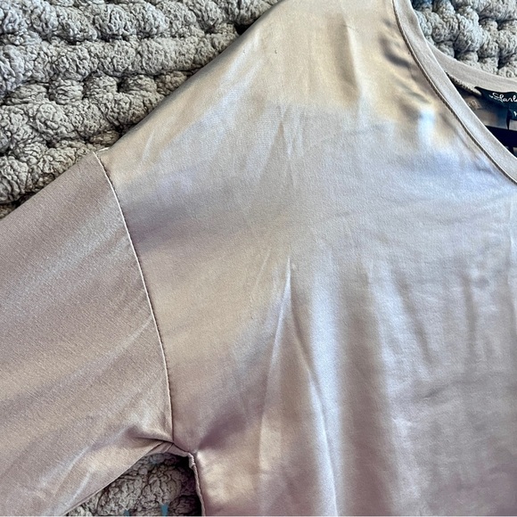 Charlies B Satin Look Jersey Knit Top Truffle Color Size Small NWT - Picture 5 of 16